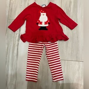 Funtasia Too Festive Red Santa Top & Matching Red Striped Pants Set, size 24M